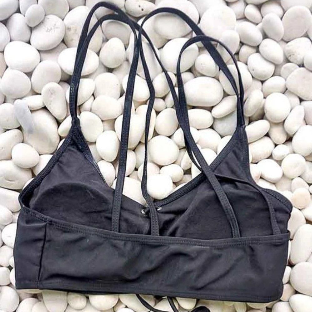 Lace Up Front Racer Bikini Swimsuit Two Piece Set - Picture 9 of 11